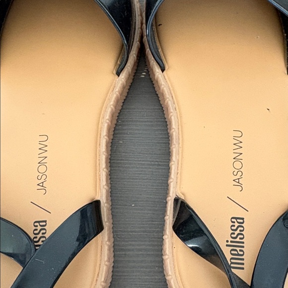 Melissa + Jason Wu jelly espadrille sandals black and beige ankle size 7 - Picture 7 of 14